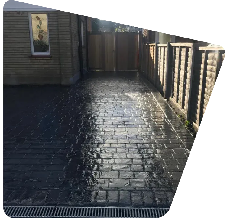 Imprinted concrete finished driveway